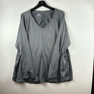 SPAULDING ATHLETIC TOP SZ 3X EUC grey color gathered accent on back of shirt